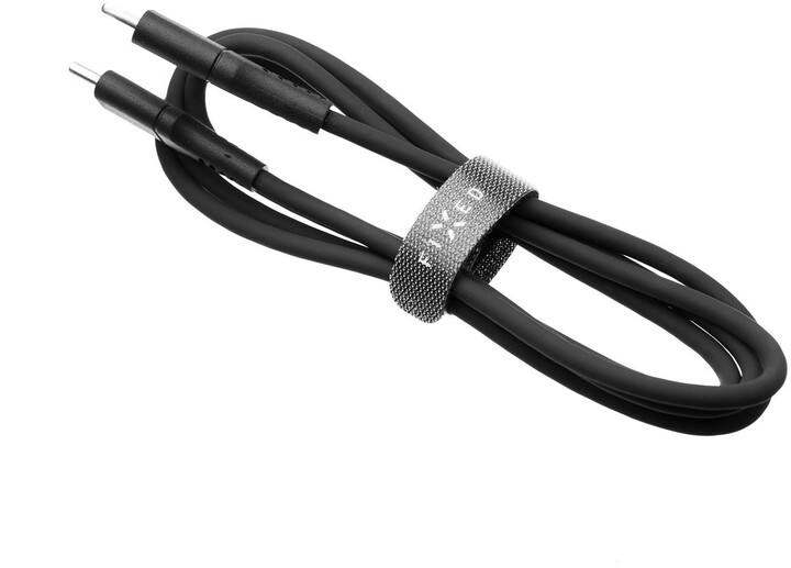 FIXED nabíjecí a datový kabel Liquid silicone USB-C - USB-C,USB 2.0, PD 60W, 2m, černá_1000361106