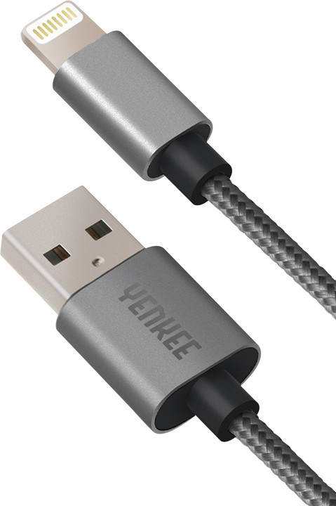 YENKEE YCU 601 GY USB / lightning kabel 1 m, stříbrná_915913593