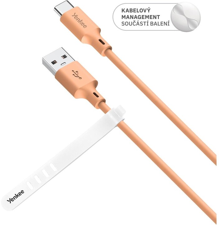 YENKEE kabel YCU 315 OE SILIC USB-A - USB-C, USB 2.0, 1.5m, oranžová_701161170