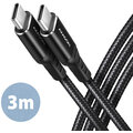 AXAGON kabel USB-C - USB-C, USB 2.0, PD 60W 3A, ALU, opletený, 3m, černá_1093488273