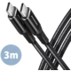 AXAGON kabel USB-C - USB-C, USB 2.0, PD 60W 3A, ALU, opletený, 3m, černá_1093488273