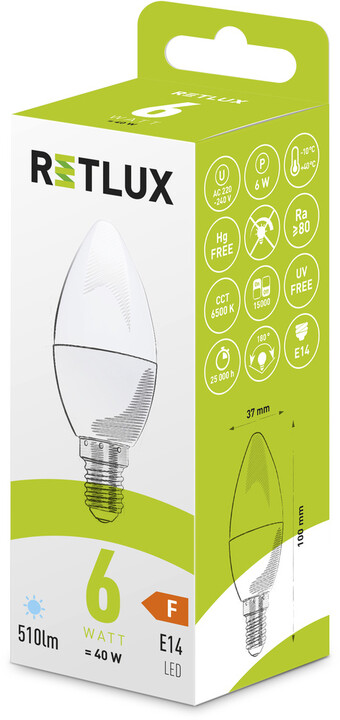 Retlux žárovka RLL 428, LED C37, E14, 6W, denní bílá_2017854859