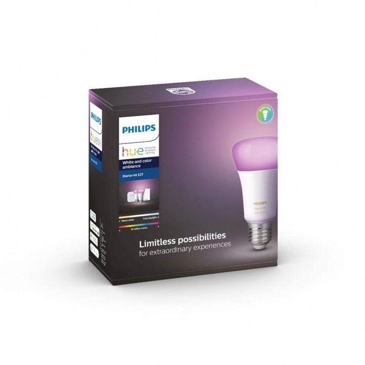 Philips žárovka Hue E27, LED, 9W, 16 mil. barev, 2ks + bridge + switch - 2. generace s BT_339407402