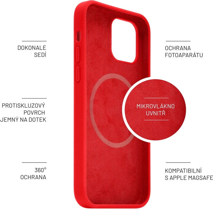 FIXED tvrzený silikonový kryt MagFlow pro iPhone 12 Pro Max, komaptibilní s MagSafe, červená_305701539
