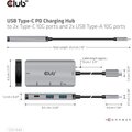 Club3D HUB USB-C PD, 2x USB-C, 2xUSB-A