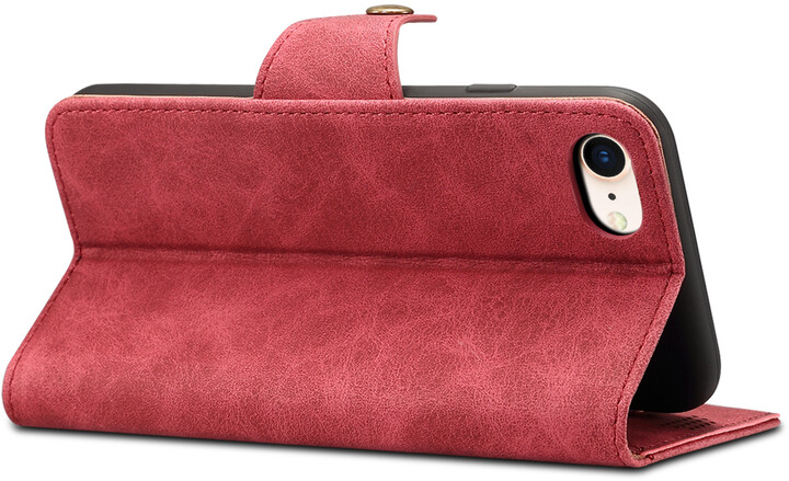 Lenuo Leather flipové pouzdro pro Apple iPhone SE 2020/8/7, červená_1282737810