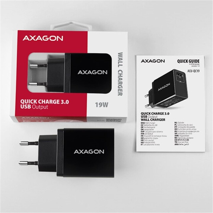 AXAGON ACU-QC19, QUICK nabíječka do sítě, 1x port QC3.0/AFC/FCP/SMART, 19W_554501116
