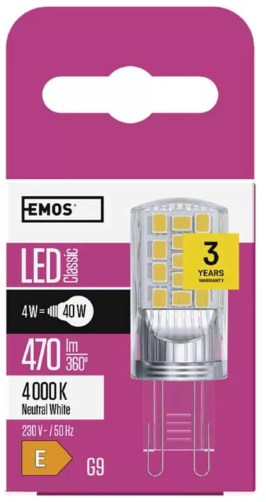 Emos LED žárovka Classic JC, 4W, G9, neutrální bílá_1616056974