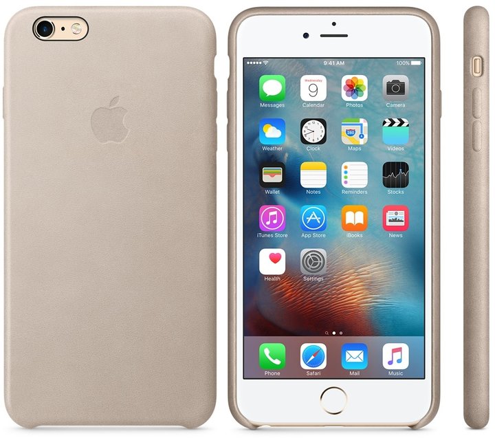 Apple iPhone 6s Plus Leather Case, světle šedá_310736581