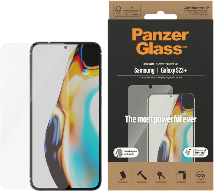 PanzerGlass ochranné sklo pro Samsung Galaxy S23+, celolepené s funkčním otiskem prstů,_722284296