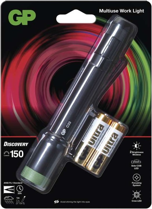 GP LED svítilna C33 + 2× AA baterie Ultra_983125000