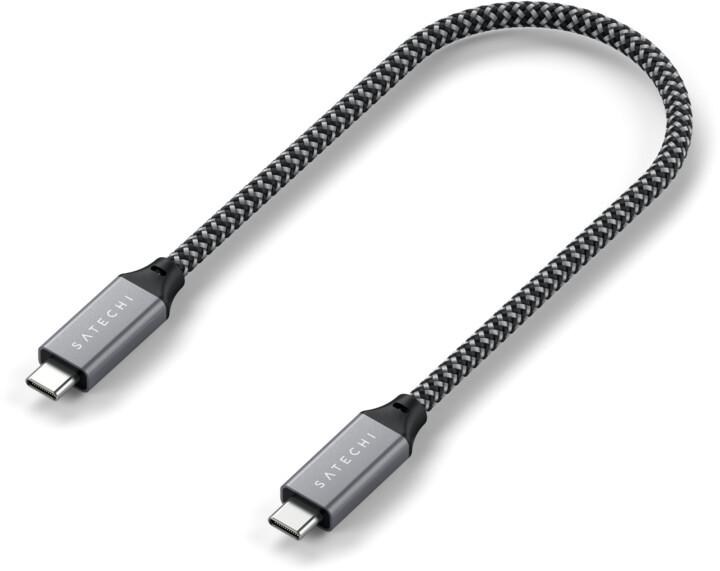 Satechi kabel USB-C - USB-C, USB4 40Gbps, opletený, 25cm, šedá_945057067