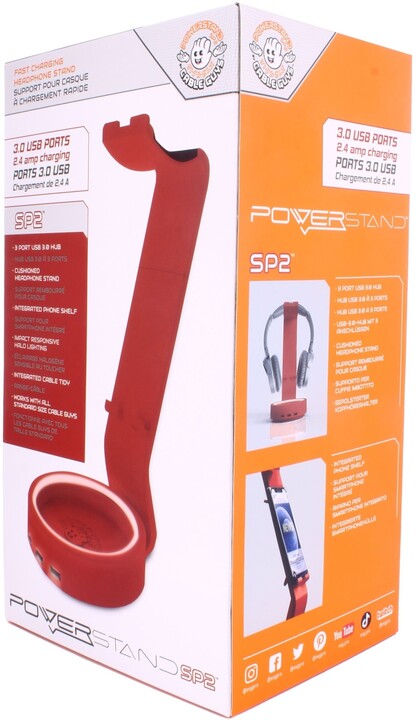 Cable Guy Powerstand SP2 nabíjecí stojan, 3x USB, červený_618332260