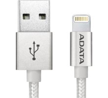 ADATA Sync &amp; Charge Lightning kabel - USB A 2.0, 100cm, hliníková, stříbrná_1834209254