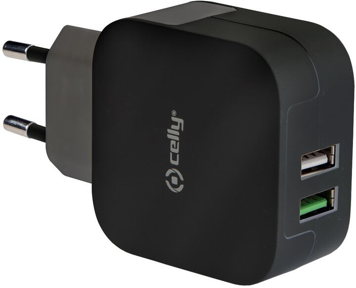 CELLY cestovní nabíječka TURBO s 2 x USB výstupem, 3,4 A, černá_1086137336