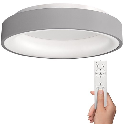 Solight LED stropní světlo kulaté Treviso, 48W, 2880lm, stmívatelné, dálkové ovládání, šedá_1902074566