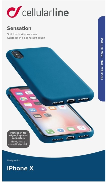 CellularLine ochranný silikonový kryt SENSATION pro iPhone X, modrý_591547092