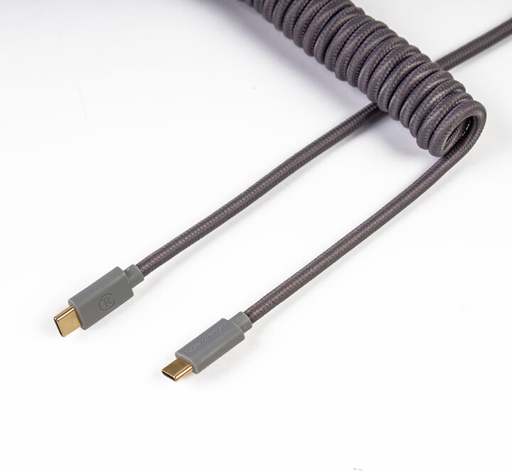 Keychron Coiled Aviator Cable, USB-C/USB-A, 1,36m, šedý_1468307049