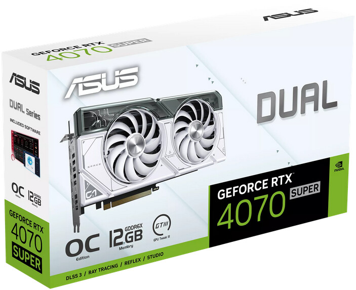 ASUS Dual GeForce RTX 4070 SUPER White OC Edition, 12GB GDDR6X_2045119922