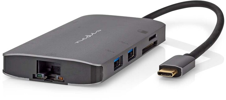 Nedis Multiportový adaptér USB-C, 3xUSB-A, USB-C, HDMI, RJ45, SD &amp; MicroSD_1156175462
