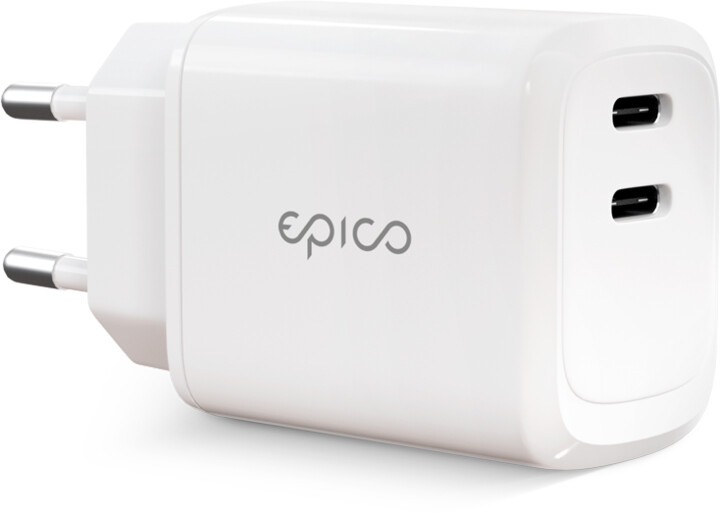 EPICO síťová nabíječka, 2x USB-C, 45W, bílá_2037498166