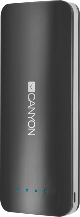 Canyon powerbanka 15600 mAh, micro USB input 5V/2A, USB output 5V/2,4A (max.), tmavě šedá_1860376220