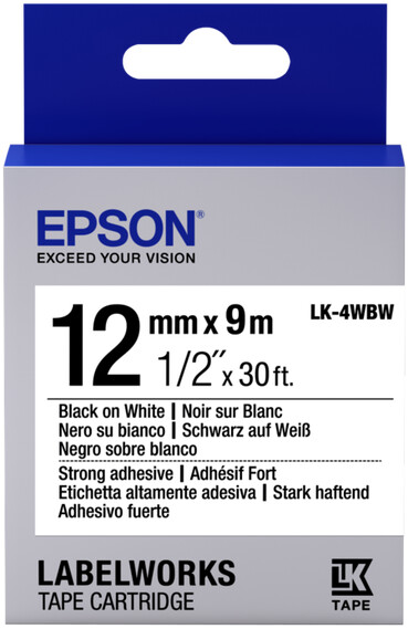 Epson LabelWorks LK-4WBW, páska pro tiskárny etiket, 12mm, 9m, černo-bílá_2042989379