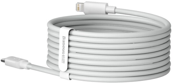 BASEUS kabel Simple Wisdom Kit, USB-C - Lightning, M/M, 20W, 1.5m, 2ks, bílá_1715679162
