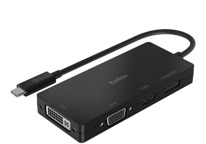 Belkin multiport adaptér USB-C - HDMI, VGA, DisplayPort, DVI, 4Kx2K@60Hz, černá_1790271058