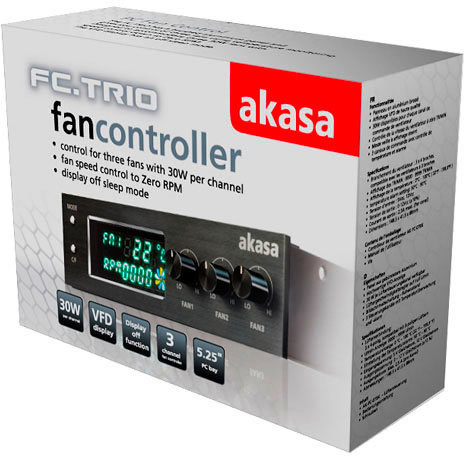 Akasa kontrolní panel AK-FC-07BK 3xfan, monitoring teploty, display, černý_1573197853