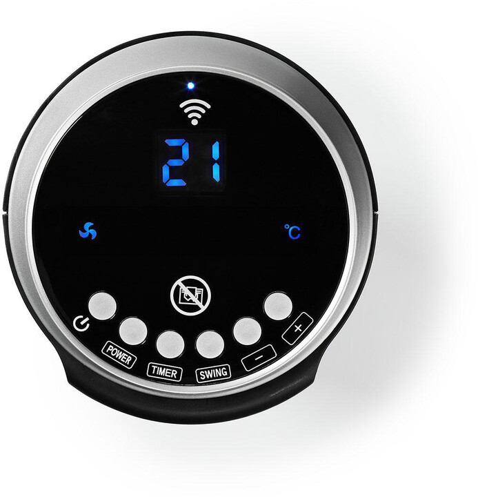 Nedis Chytrý Wi-Fi sloupový ventilátor s topným tělesem, termostat, 1 200 a 2 000 W, černý_784093284