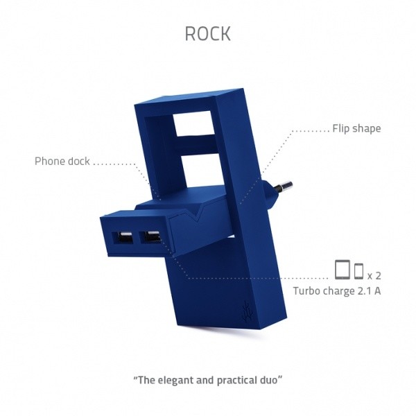 USBEPower ROCK Pocket charger 2Ports stand, modrá_1681580049