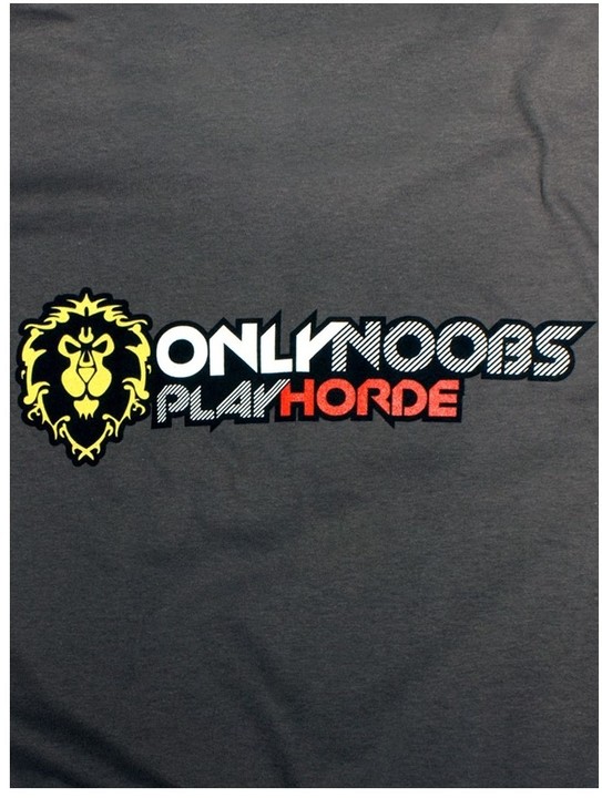 Tričko World of Warcraft Only Noobs Play Horde, šedá (US XL / EU XXL)_1626610006