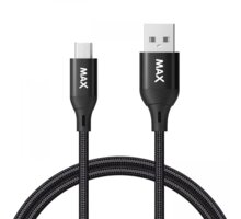 MAX kabel USB-A - micro USB, USB 2.0, opletený, 1m, černá
