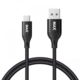 MAX kabel USB-A - micro USB, USB 2.0, opletený, 1m, černá_345836438