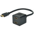 Digitus rozbočovač HDMI - 2x HDMI, M/F, pozlacené konektory, 20cm, černá