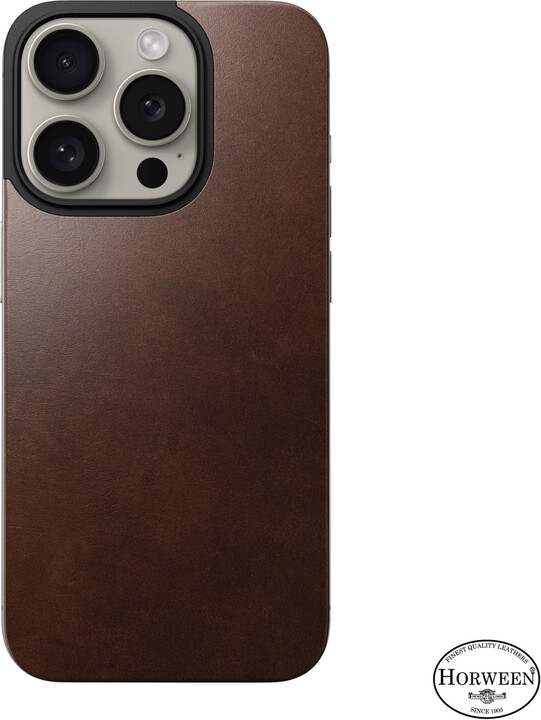 Nomad kožený ochranný kryt Magnetic Horween pro Apple iPhone 15 Pro, hnědá_1728458176