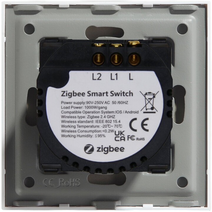 iQtech SmartLife chytrý vypínač 2x NoN, ZigBee, Černá_1671589015