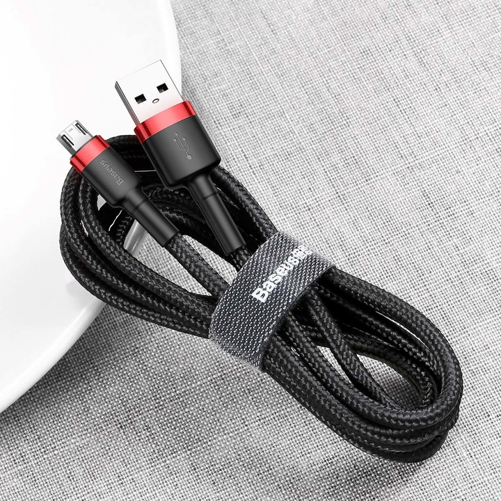 Baseus odolný nylonový kabel USB Micro 1.5A 2M, červená + černá_1551892975