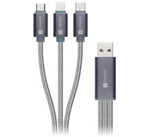 CONNECT IT Wirez 3in1 USB-C &amp; Micro USB &amp; Lightning, 0,2 m, stříbrno/šedá_233396954