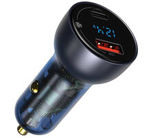 BASEUS Particular Digital Display QC+PPS Dual Quick Charger Car Charger 65W, šedá CCKX-C0G