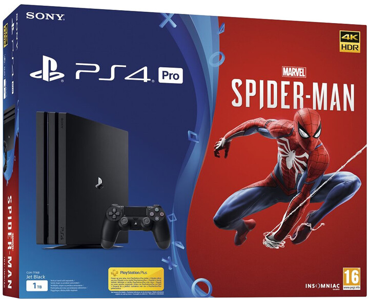 PlayStation 4 Pro, 1TB, černá + Spider-Man_1211449867