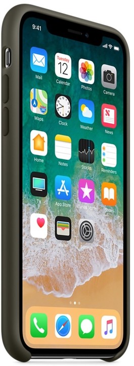 Apple silikonový kryt na iPhone X, tmavě olivová_1567414843