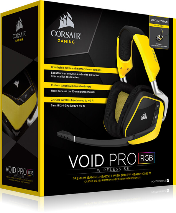 Corsair VOID Pro RGB Wireless SE, žlutá_1476876391