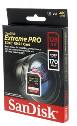 SanDisk SDXC Extreme Pro 128GB 170MB/s class 10 UHS-I U3 V30_448884669