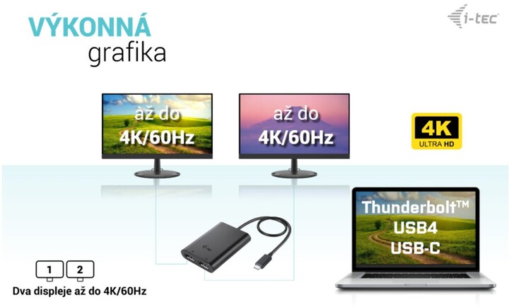 i-tec USB-C Dual 4K/60Hz (single 8K/30Hz) DP Video Adapter_23036225