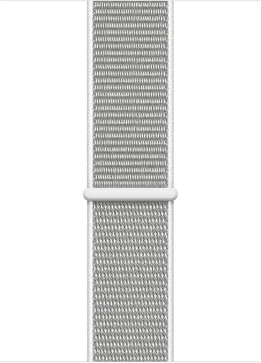 Apple Watch series 4, 40mm, pouzdro ze stříbrného hliníku/bílý provlékací řemínek_1245881192