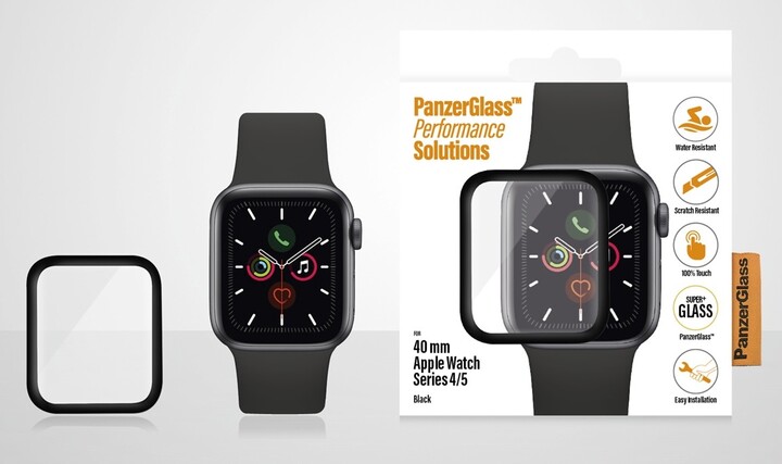 PanzerGlass ochranné sklo SmartWatch pro Apple Watch 4/5/6/SE, antibakteriální, 44 mm, černá_1927919609