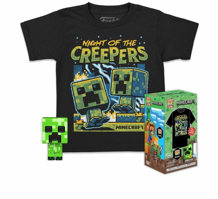 Tričko Minecraft- Blue Creeper, dětské + figurka Funko Pocket POP! (5-6 let)_531018349