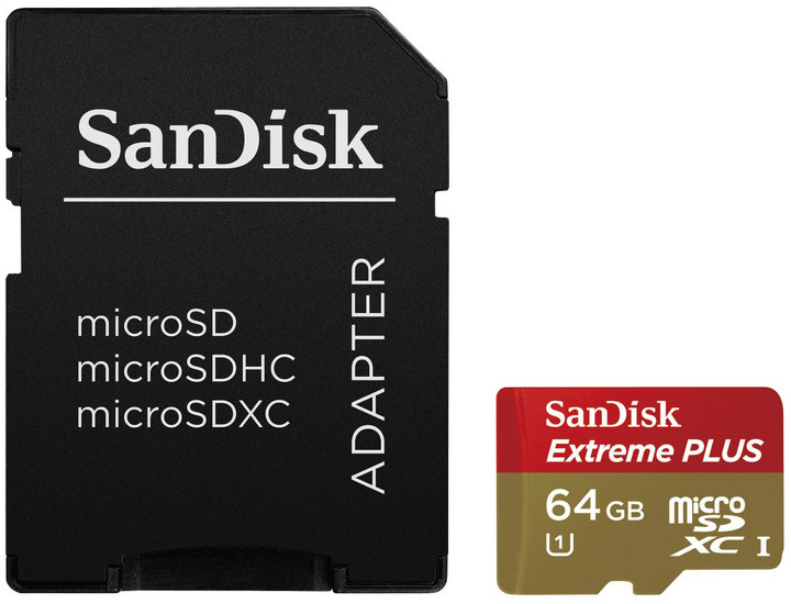 SanDisk Micro SDXC Extreme Plus 64GB 95MB/s UHS-I U3 + SD adaptér_1886955189